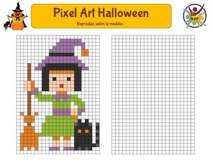 Pixel art d'Halloween à imprimer pour enfants