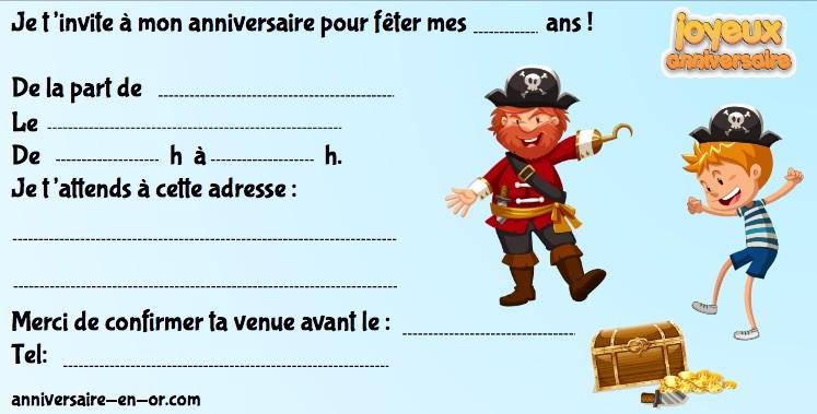 Invitation anniversaire pirate