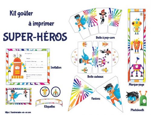 Kit de décoration anniversaire à imprimer sur le thème des super-héros