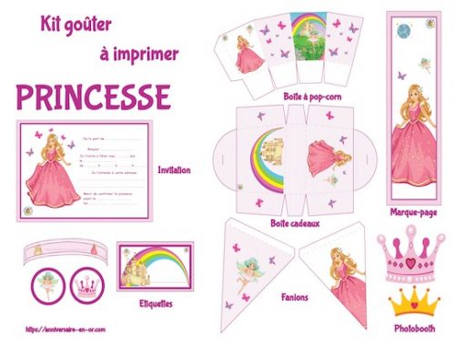 Kit de décoration anniversaire pour enfants imprimable sur le thème des princesses!