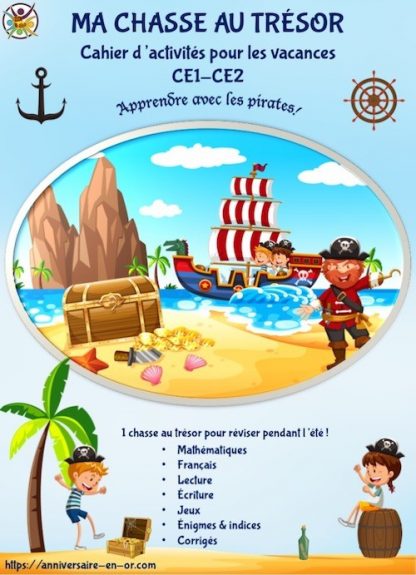 Cahier de jeux et activités de chasse au trésor pirate CE1-CE2