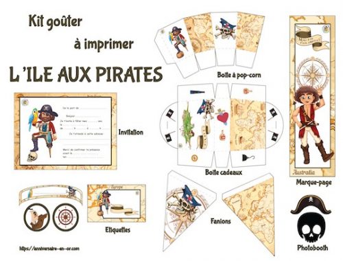 Kit de décoration à imprimer pour anniversaire pirate