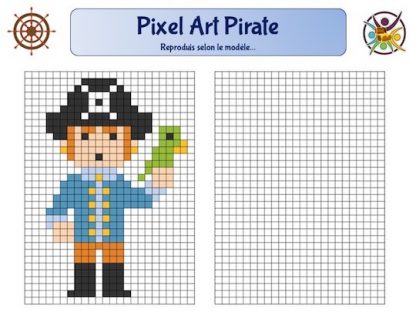 Pixel art de pirate à imprimer pour enfant