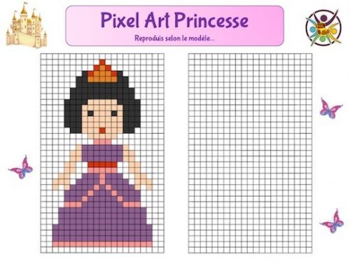 Pixel art princesse à imprimer