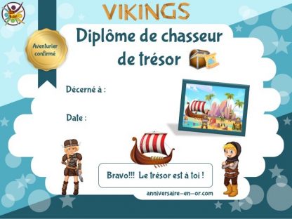 Diplôme à imprimer de chasse au trésor pour anniversaire Viking