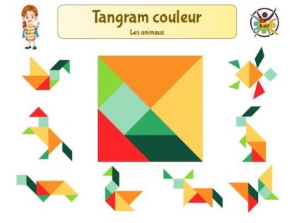 Tangram couleur des animaux à imprimer