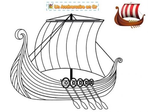 Coloriage de bateau viking : le drakkar