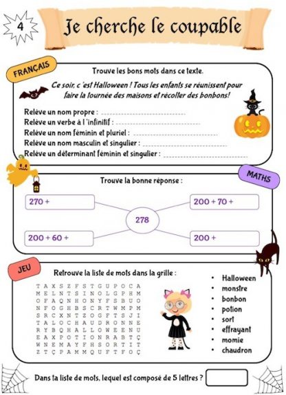 Cahier jeux et activités à imprimer pour enfants sur le thème d'Halloween