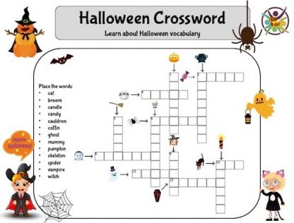 Mots croisés pour apprendre le vocabulaire d'Halloween en anglais