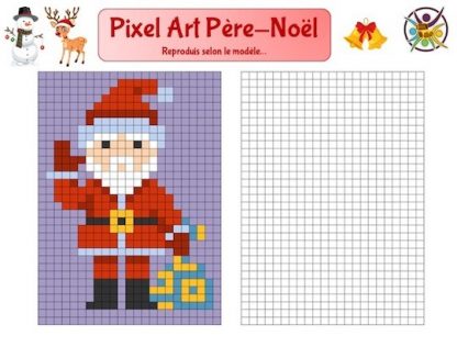 Pixel art Noël: reproduis le Père-Noël