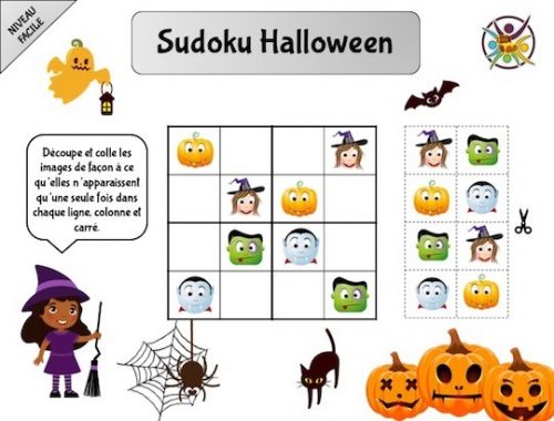 Sudoku pour enfant à imprimer thème Halloween