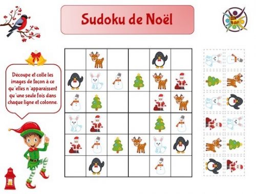 Sudoku de Noël pour enfants : jeu à imprimer