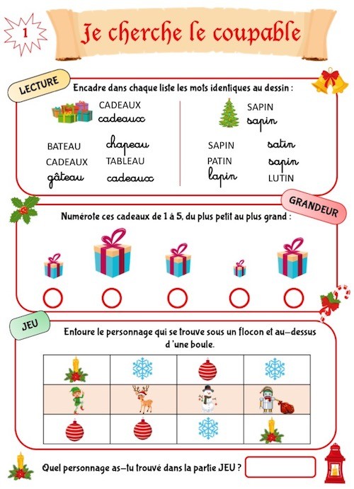 Cahier d'activités de Noël pour enfants, à imprimer