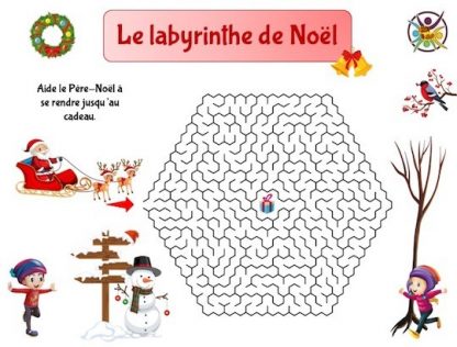 labyrinthe de Noël à imprimer pour enfant