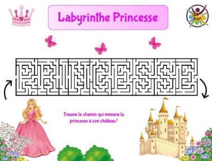 Jeu de labyrinthe à imprimer thème princesse