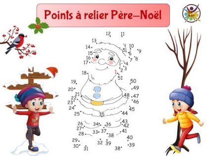 Points à relier Noël: relie les points pour dessiner le Père-Noël