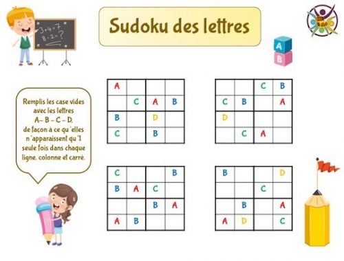 sudoku des lettres à imprimer pour enfant