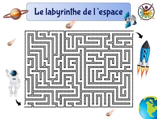 Labyrinthe Espace - Jeu gratuit à imprimer - Un Anniversaire en Or