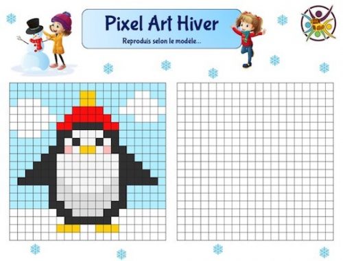 Pixel art Hiver à imprimer