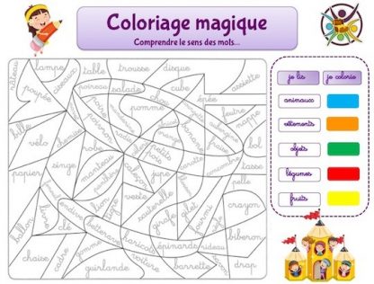Coloriage magique pour aider à l'apprentissage de la lecture