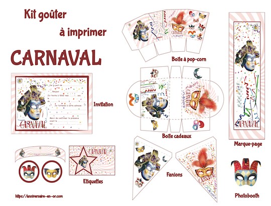 Décoration à imprimer Carnaval - Kit Goûter - Un Anniversaire en Or