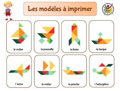 modèles tangram transport en couleur