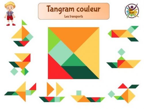 tangram du transport en couleur
