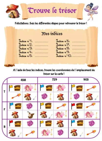 Chasse au trésor sous forme de cahier d'activités à imprimer pour enfants