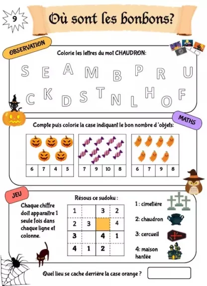Cahier d'activités maternelle pour Halloween