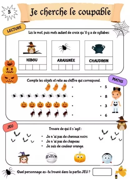 Cahier d'activités Halloween à imprimer