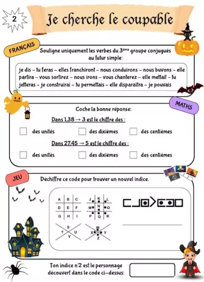 Cahier de jeux sur l'automne CM1-CM2, Halloween