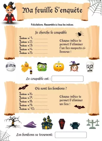 Réviser en menant une enquête avec un cahier de jeux sur Halloween