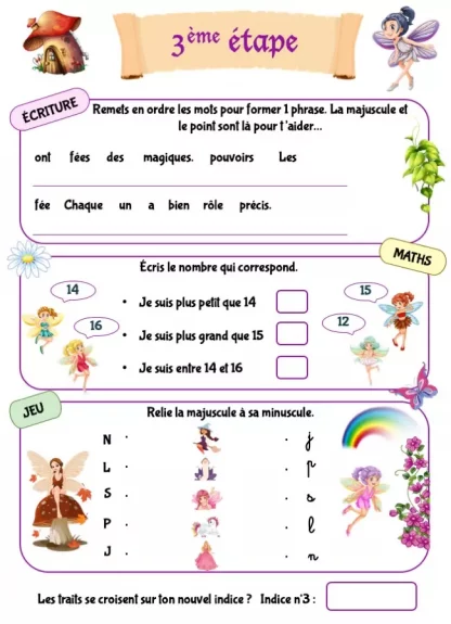 Cahier de vacances à imprimer pour enfants de CP