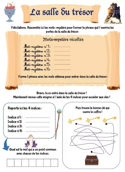 Chasse au trésor sous forme de cahier de vacances