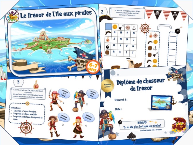 Kit d'animation de chasse au trésor, thème pirate