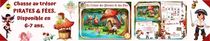 jeu de chasse au trésor des pirates et des fées pour enfants