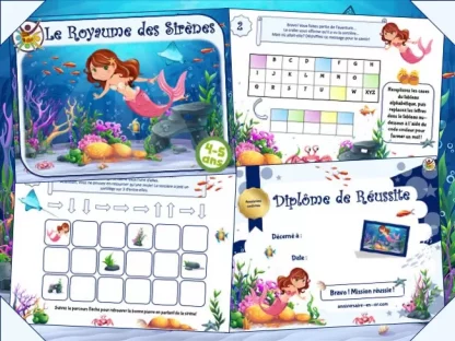 Chasse au trésor Sirène pour enfants de 4 et 5 ans.