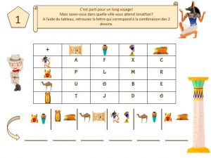 Code secret de chasse au trésor en Egypte pour enfants de 6-7 ans