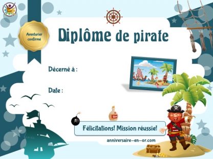 diplôme de pirate à imprimer pour enfant
