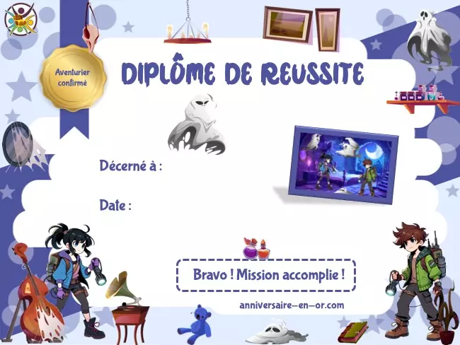 Diplôme enfant Halloween : chasse aux fantômes