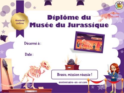 Diplôme à imprimer pour enfants thème dinosaure