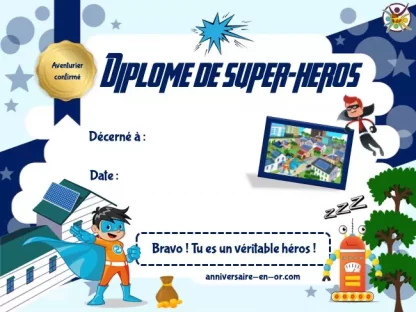 Diplôme de super-héros à imprimer