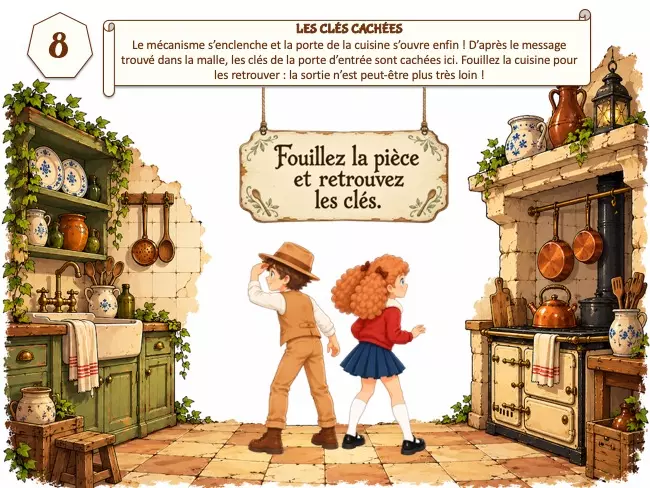 énigme et fouille escape game vieux manoir 6 et 7 ans