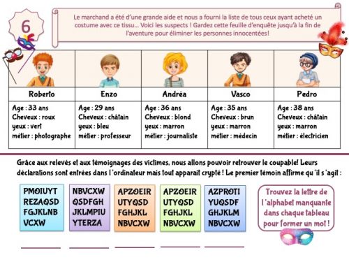 Enquête carnaval 8 et 9 ans | Jeu détective PDF - Un Anniversaire en Or