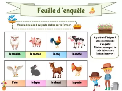 Enquête à la ferme pour enfants de maternelle