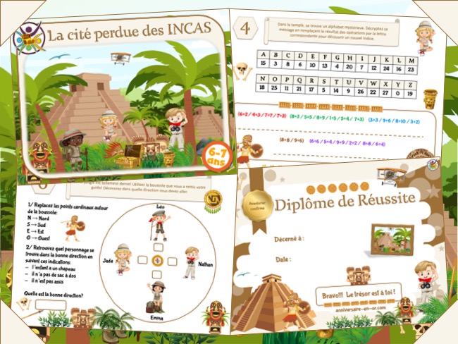 jeu anniversaire, thème incas, pour enfants de 6-7 ans