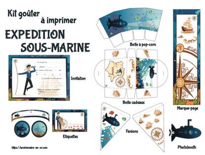 Décoration à thème pour anniversaire enfant à imprimer : expédition sous-marine