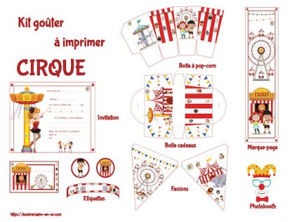 Kit de décoration à imprimer pour anniversaire Cirque