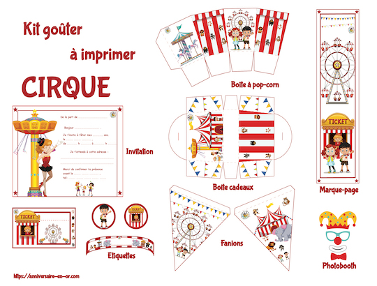 Kit de décoration à imprimer pour anniversaire Cirque