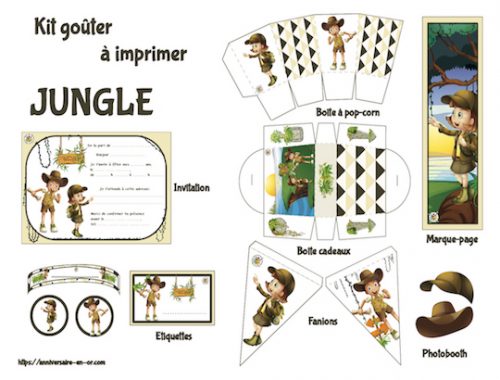 Kit de décoration anniversaire enfant à imprimer thème jungle